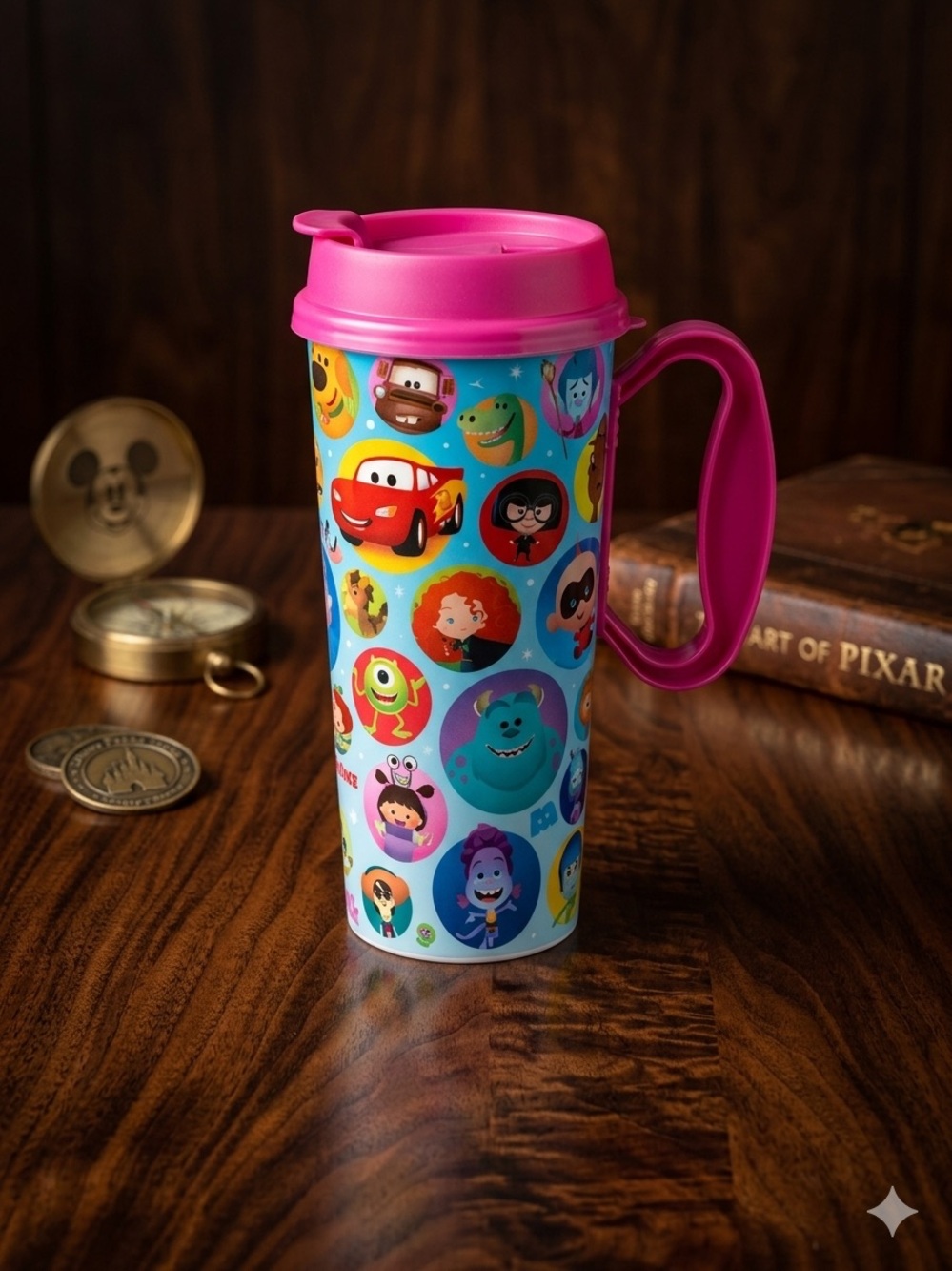 Walt Disney World Resort Reusable Refillable 16oz Mug Pixar Pink Lid - 2026